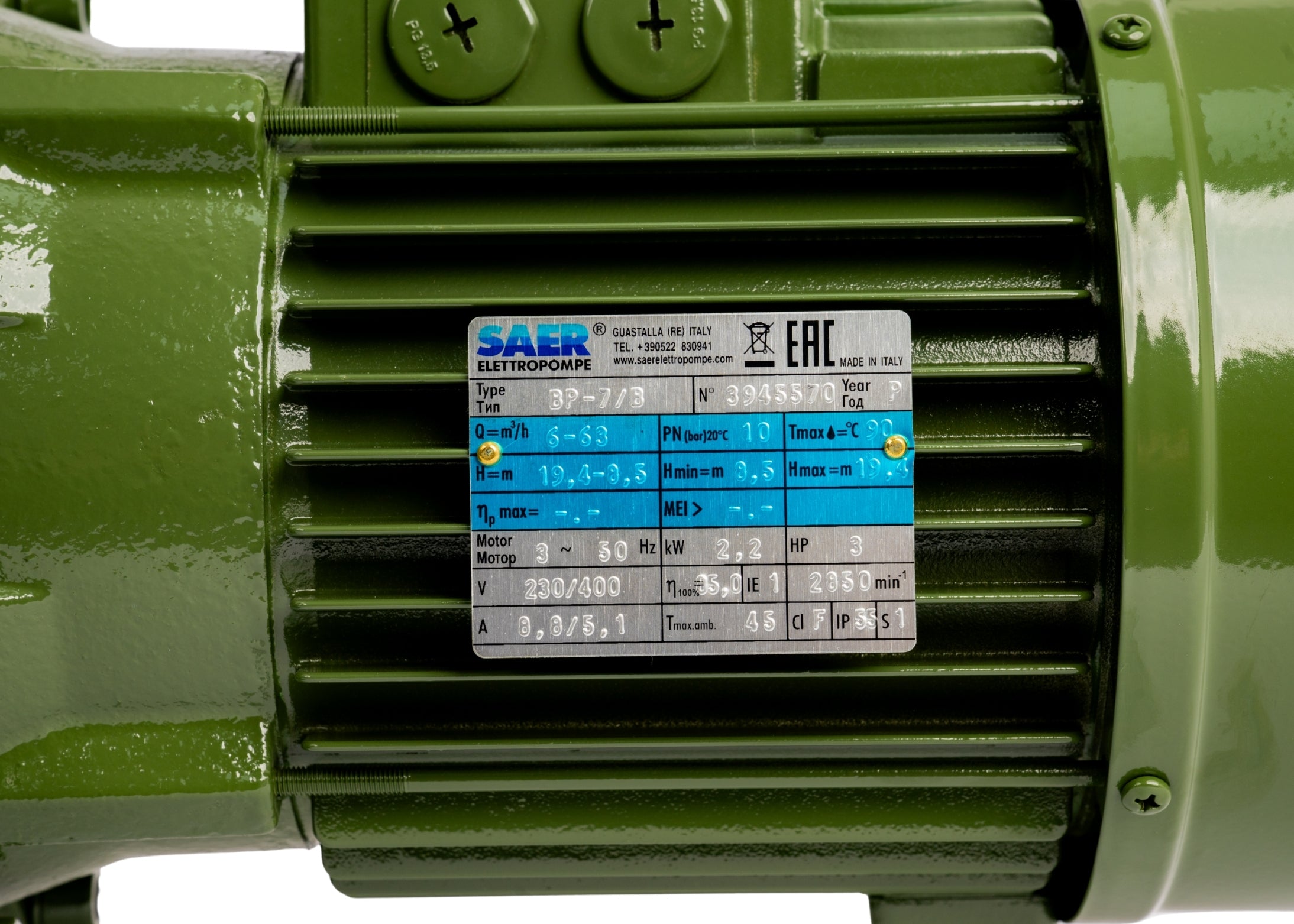 Saer BP7B-G-V230_400-3HP-3PH-50HZ