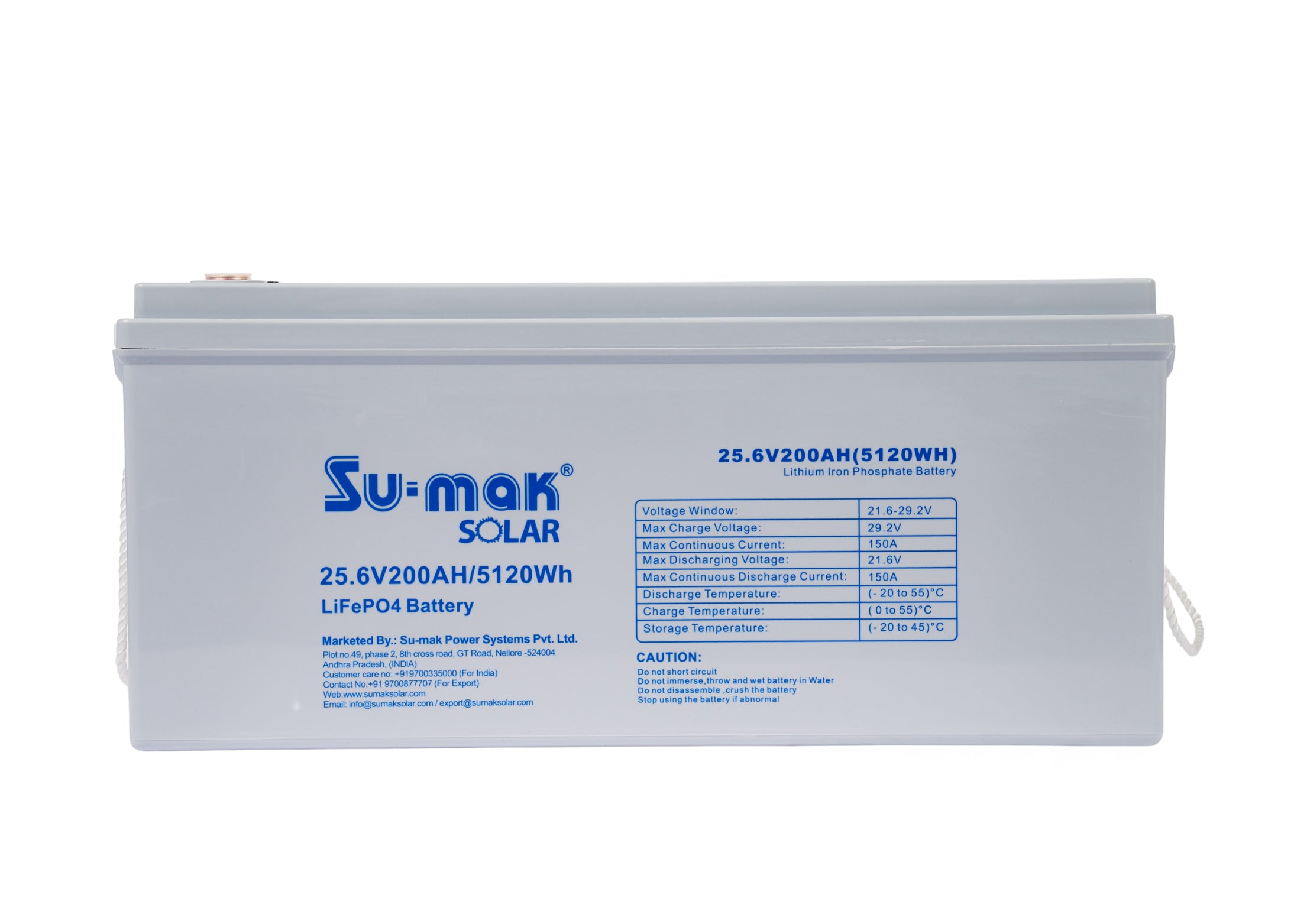 SUMAK LiFePO4 BATTERY 25.6V 200AH (5.12KW)