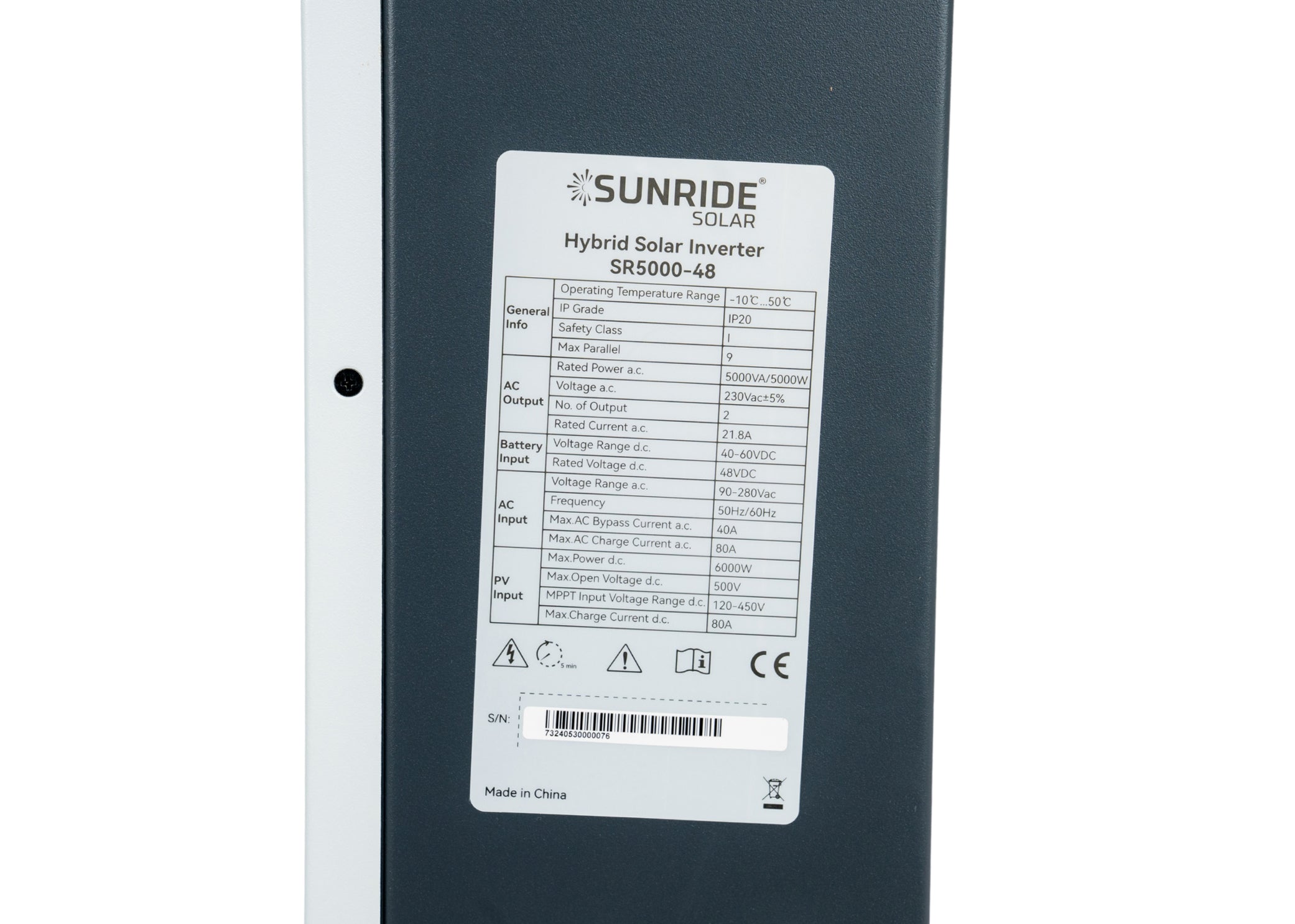 SUNRIDE HYBRID SOLAR INVERTER 5KW 48V
