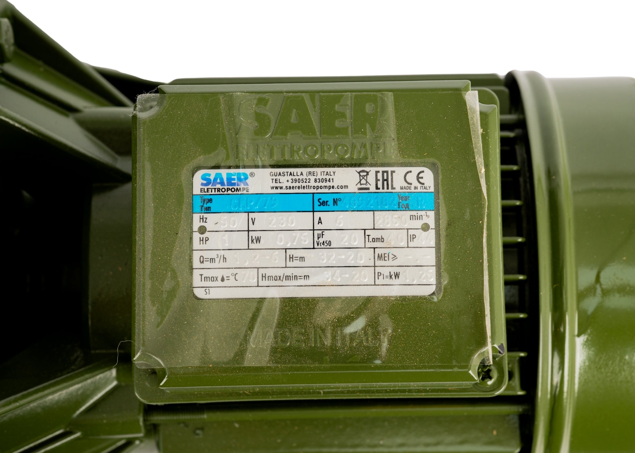 Saer CMP79-N-230V 1HP 1PH 50HZ+TE