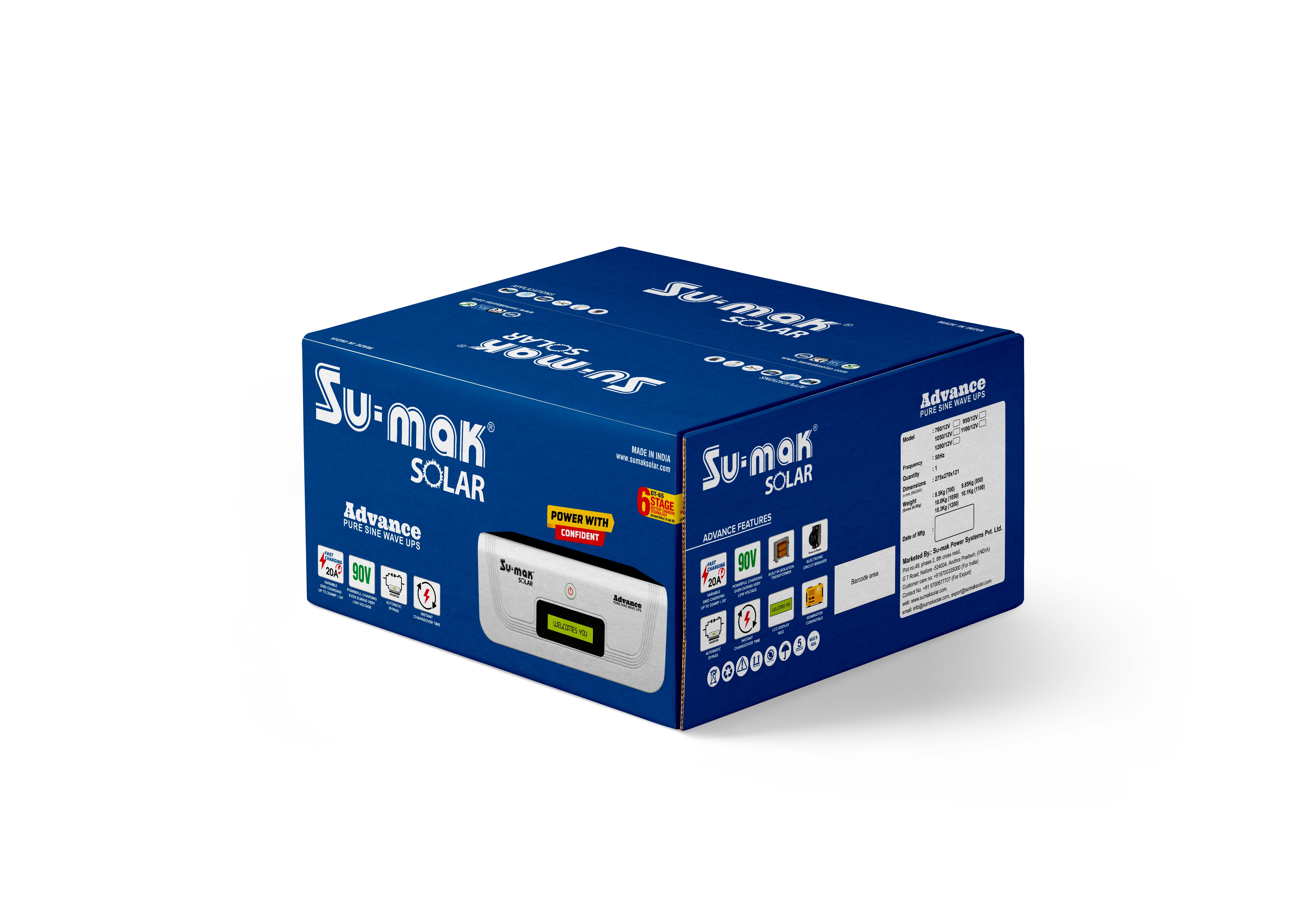 SUMAK INVERTER ADVANCE 950VA/12V LCD
