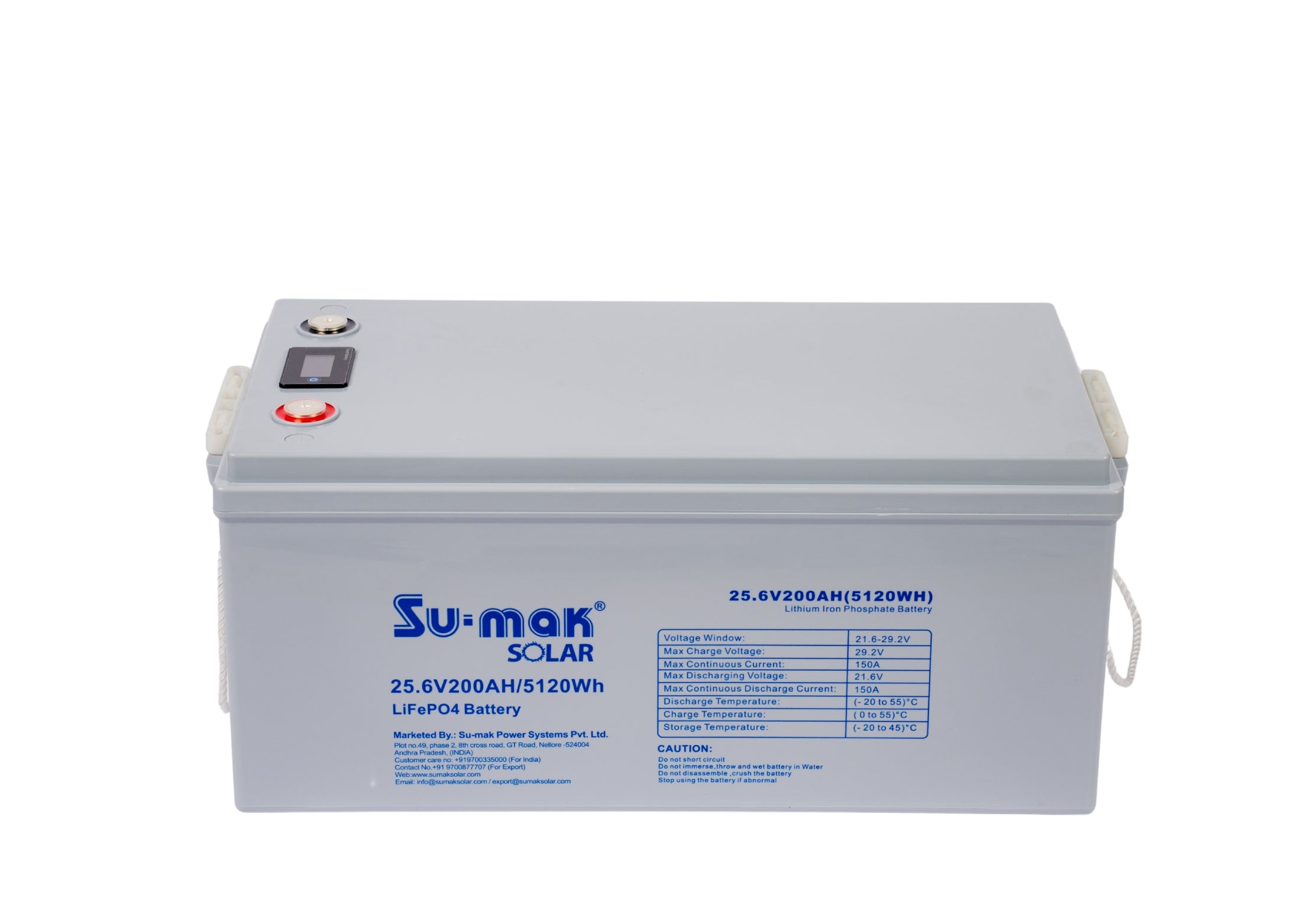 SUMAK LiFePO4 BATTERY 25.6V 200AH (5.12KW)